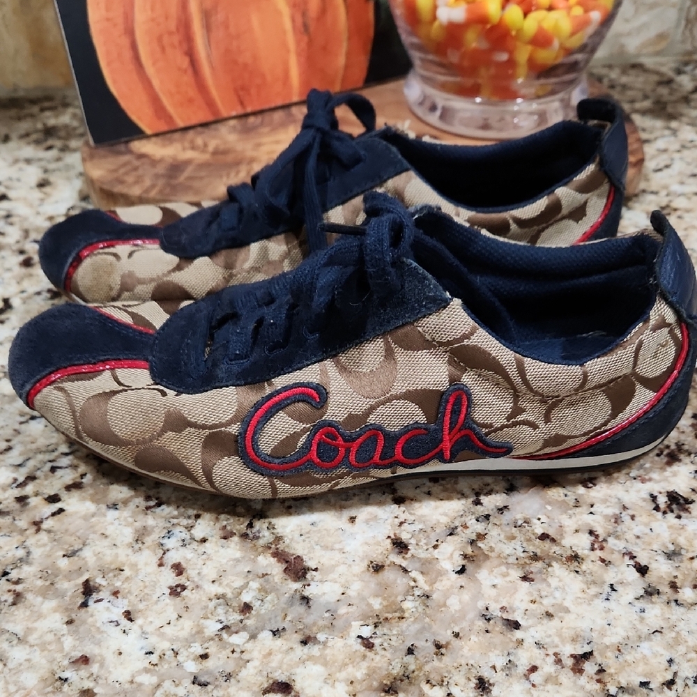 Coach Navy and Tan Sneakers